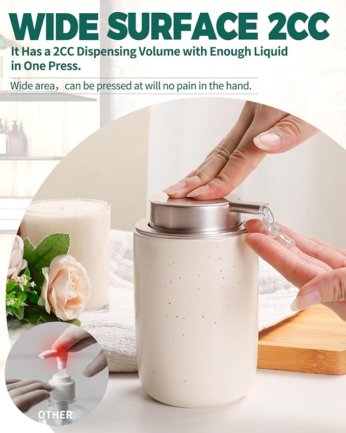 BosilunLife Lotion Pump Dispenser - Aprcot Soap Dispenser Bathroom Ceramic Dish Liquid Soap Dispenser for Kitchen, Bathroom Countertop Soap Dispensers (Apricot, Liquid Pump)-NeatNest