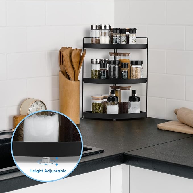 Corner Shelf 3 Tier Bathroom Countertop Organizer ，Kitchen Bathroom Countertop Perfume Trays for Dresser Cosmetic Makeup Organization Standing Shelves Space Saving Holder-NeatNest