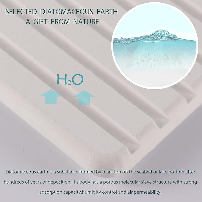 2 PCS Water Absorbent Diatomite Coasters (9.5" x 5.5"), Grooved Design, Water Absorbing Stone Used for Hand Soaps & Plants & toiletries in The Modern Home-NeatNest