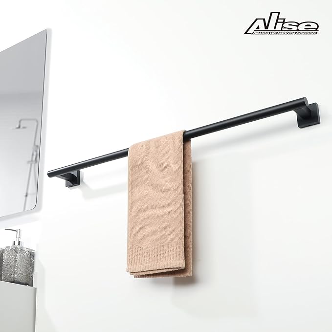Alise Bath Towel Bars 32 Inch,Towel Hanger Towel Racks for Bathroom Lavatory,SUS304 Stainless Steel Towel Holder Wall Mount Single Towel Rail,Matte Black,GDL4080F-B
