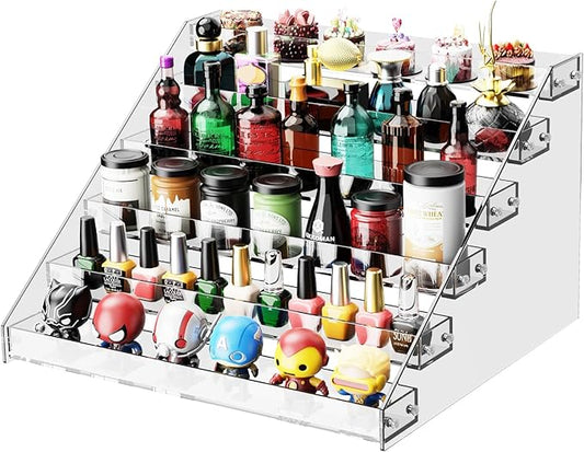 Acrylic Display Shelf,Risers Display Stands,Perfume Organizer,Cupcake Stand,Tiered Display Stand,Sticker Display,Card Stands For Display,Card Display Stand,Figure Display，Spice Rack(6 Tier)-NeatNest