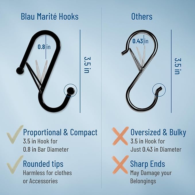 10-Pack Metal S Hooks for Hanging – Heavy-Duty S-Shaped Hook with Safety Buckle – Fits Bars up to 0.8 In – Anti-Drop S-Hooks for Kitchen, Bathroom, Closet & Pot Racks – Gold (Medium)-NeatNest