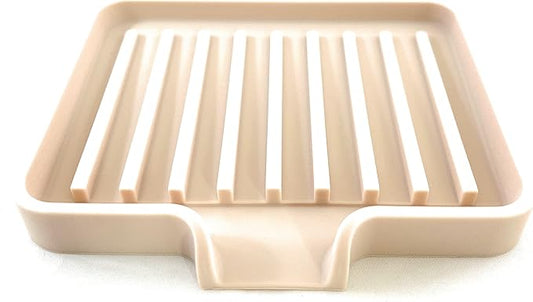 Happitasa Silicone Soap Dish Tray and Sponge Holder with Drain Chute, Pack of 2 | Bathroom and Kitchen Sink Organizer Caddy (Sand Dollar, 5.2"x4", 7.2 Ounces)-NeatNest