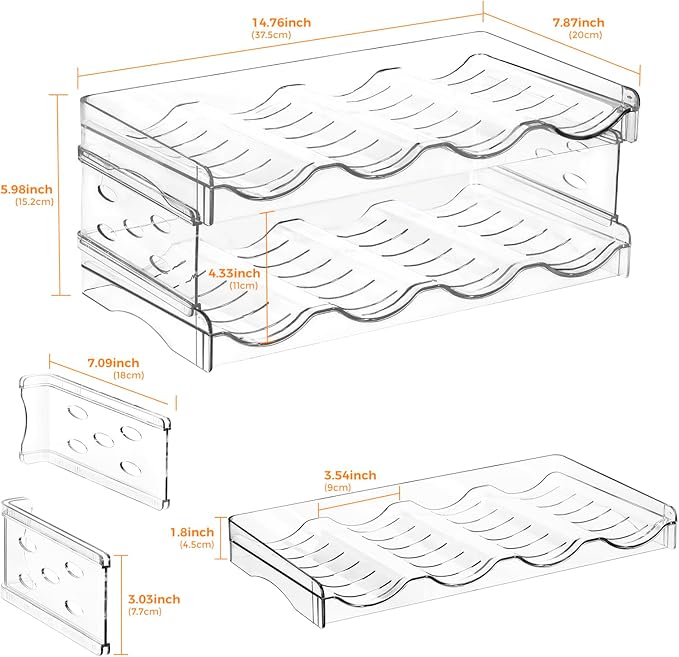 BoxedHome Plastic Water Bottle Organizer and Wine Rack Storage Holder for Inside Cabinet, Kitchen Countertop, Table Top, Pantry, Bars, Cabinets, Fridge - Clear (2 Tier 8 Containers)-NeatNest