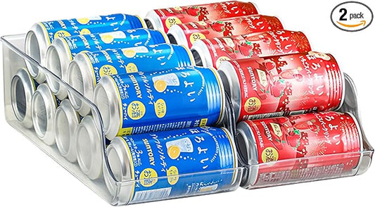 2 Pack Soda Can Organizer, Refrigerator Beverage Organizer with Sliding Tray, Suitable for Refrigerator/Cabinet/Countertop Soda Can (2 PACK)