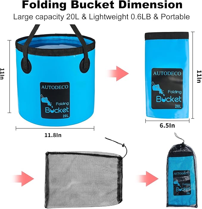 AUTODECO 5 Gallon Collapsible Bucket Water Container Portable Wash Basin for Fishing Camping Car Washing Hiking 20L-NeatNest