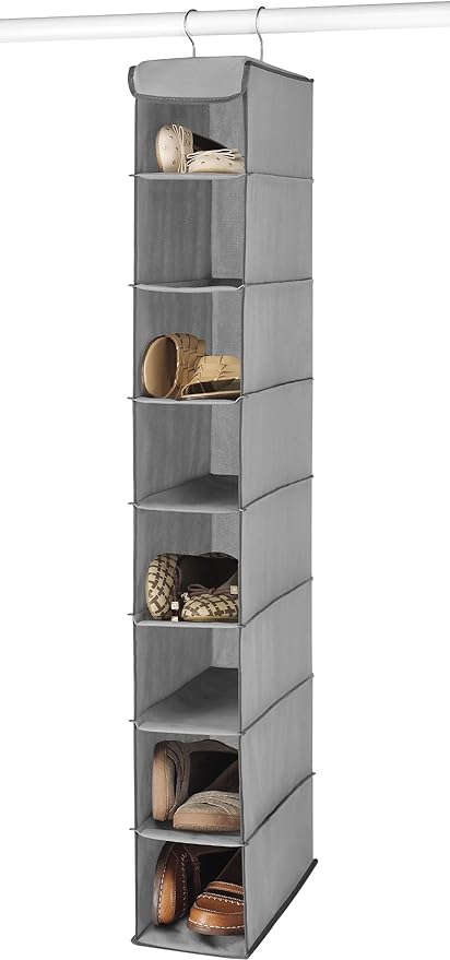 Whitmor Hanging Shoe Shelves - 8 Section - Closet Organizer - Grey-NeatNest