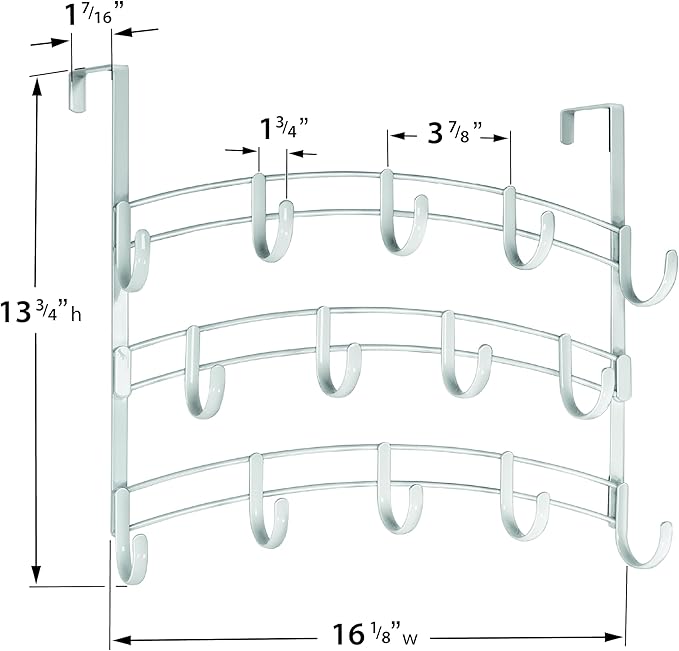 LYNK Professional® Home™ Over Door Hooks Rack - 14 Hook Over Door Hanger - Over Door Towel Rack - Hanging Towels or Clothes - Bathroom, Bedroom or Laundry Room - Lifetime Ltd. Warranty - White