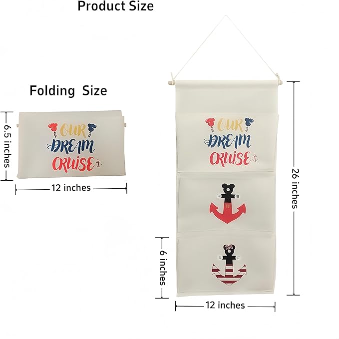 DCL Cruise Fish Extender Gifts Organizer - Hanging 3-Pockets for DCL Cabin Doors -Cruise essential Fish Extender Hanger Perfect for 2025 & 2026 (White)-NeatNest