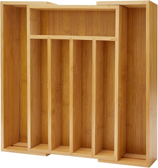 Bamboo Silverware Drawer Organizer Expandable Large Kitchen Utensil Holder Drawer Divider Organizers Storage Adjustable Cutlery Silverware Tray Wooden Spoon Holder Flatware Organizer Trays-NeatNest
