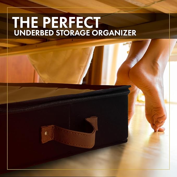 HOMELUX THEORY 2pc Under Bed Storage Containers, Bedroom Under the Bed Drawer Storage Organizer with Bins and Lids, Medium Underbed Clothes Storage Box Ideal for Blanket, Fabric, & Shoes (Black)-NeatNest