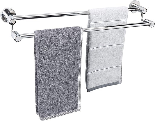 TocTen Double Bath Towel Bar - Thicken SUS304 Stainless Steel Towel Rack for Bathroom, Bathroom Accessories Double Towel Rod Heavy Duty Wall Mounted Towel Holder (Chrome, 24)