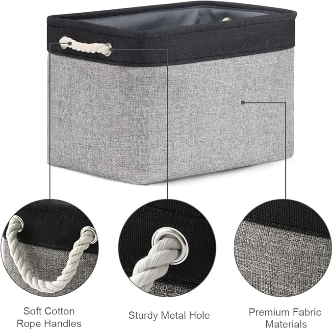 TheWarmHome Storage Basket for Organizing - 16x12x12 inch Cube Storage bin 3 Pack Fabric Storage Cubes, Collapsible Storage Box for Organizer Cloth Gift Toy Closet (Black & Grey)-NeatNest