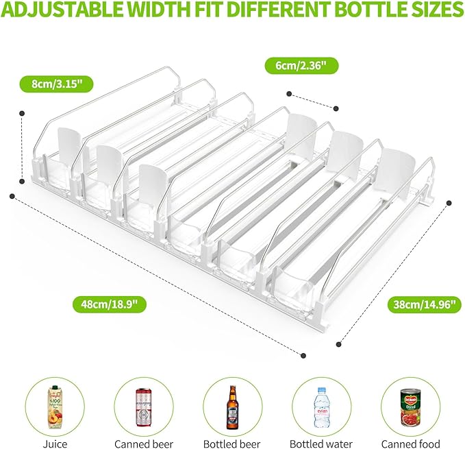 Coanto Drink Organizer for Fridge, Soda Can Dispenser for Refrigerator, Automatic Self-Pushing Fridge Drink Dispenser Holds up to 30 Cans, 6 Row-NeatNest