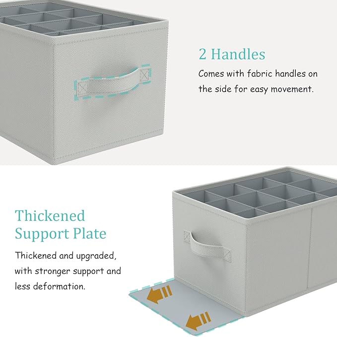 2 Pack Shoe Organizer for Closet, Fits Up to 24 Pairs, Foldable Space-saving Storage Container Bins with Reinforced Handles, 16.5 x 12.6 x 10.2 In, Grey, XSNX02G-2-NeatNest