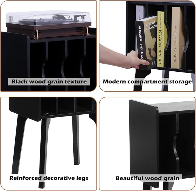 EOYUTLLY Mid Century Modern Nightstand End Table Side Table with Storage ，Wood Small Side Coffee Table for Living Room and Bedroom,Black (Without Socket, Black)