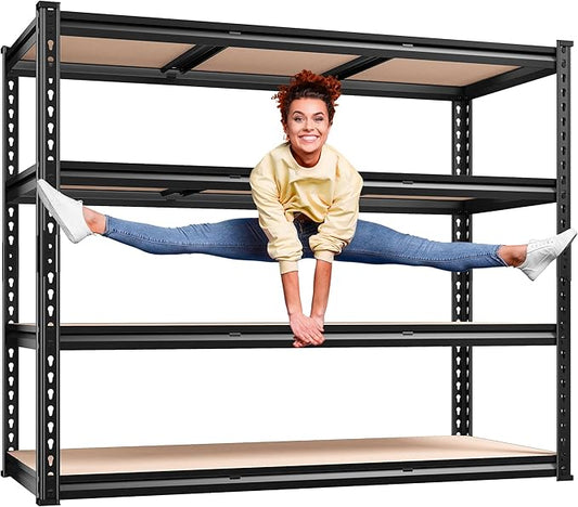 REIBII 48" W Garage Shelving Heavy Duty, 2000LBS Storage Shelves, 4 Tier Adjustable Metal Shelves for Garage Shelving Sturdy Industrial Shelf, Easy Assemble, 48" W x 60" H x 18" D-NeatNest