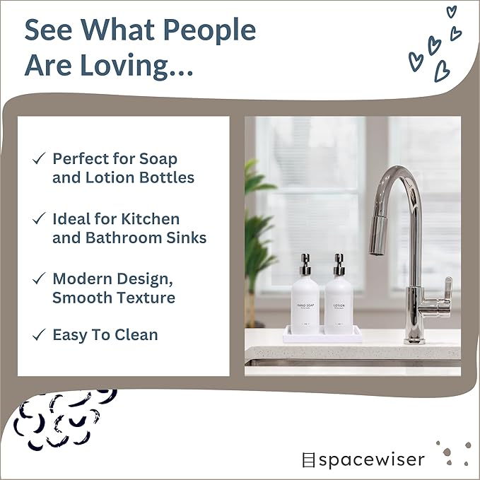 Countertop and Vanity Tray - 2 PC Small 7.7" Silicone Bathroom Trays, Kitchen Soap Tray, Dish Sponge Soap Holder Kitchen Sink Organizer Caddy, Bathroom Counter Trays for Lotion Dispenser-NeatNest