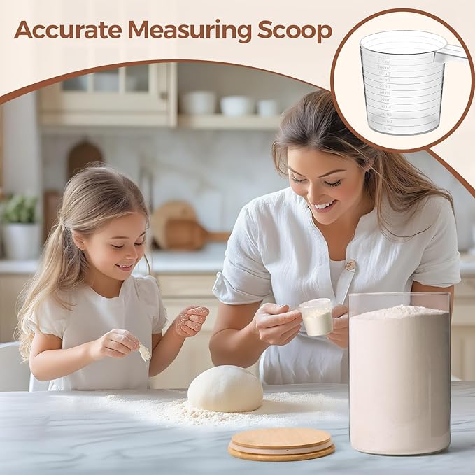 ComSaf 1 Gallon Cookie Jar, Large Glass Jar with lid, Glass Canisters with Lids Set of 2, 3.9 Qt Flour Container with Spoon and Clip, Glass Food Storage Pantry Containers for Sugar Oat Beans Pasta-NeatNest