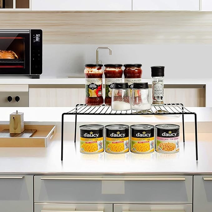 Cabinet Storage Shelf Rack Set of 6, Medium (13 x 9.4 inch) Rustproof Metal Wire Kitchen Cabinet Organizer and Storage, Cupboard Spice Shelf Rack for Plate, Dish, Counter & Pantry Organization-NeatNest