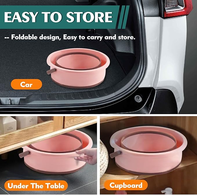 Collapsible Bucket 1.3 Gallon/5L Small Plastic ousehold Cleaning Mop Buckets Foldable Water Bucket for Car Wash Fishing Camping Beach (Pink)-NeatNest