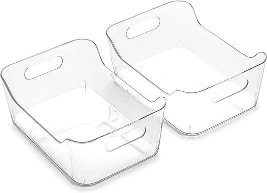 BINO | The SOHO Collection Plastic Storage Bins, X-Small - 2 Pack, Clear | Pantry and Fridge Organizer Containers, Kitchen Cabinet and Medicine Cabinet Bins-NeatNest