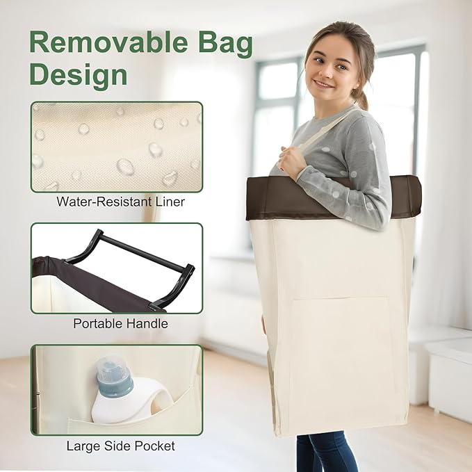 160L Laundry Hamper with Wheels and Handle, 2 Section Large Rolling Laundry Basket Bag with Wheels, Clothes Hamper Cart for Laundry, Bedroom, Bathroom and Dorm