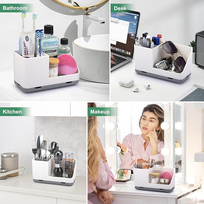 Toothbrush Holders for Bathrooms, Kids Electric Toothbrush and Toothpaste Holder with Drainage, Tooth Brush Holder for Bathroom Countertop Organizer (Grey)-NeatNest
