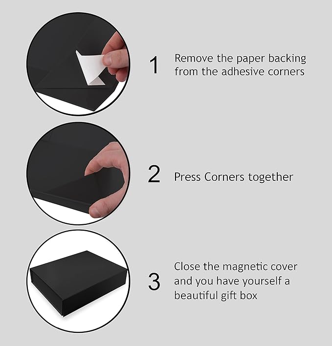2 Pack Black Hard Gift Box with Magnetic Closure Lid 7" x 5" x 1.6" Rectangle Boxes For Gifts With Black Glossy Finish (Black, 2 Boxes)-NeatNest