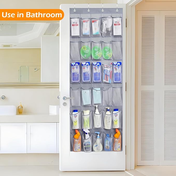 MISSLO Sturdy Oxford Shoe Organizer for Closet Door Hanging Organizer 35 Large Pockets Hanging Shoe Rack for Closet Mesh Back of Doors Shoes Storage Door Hanger, Grey-NeatNest