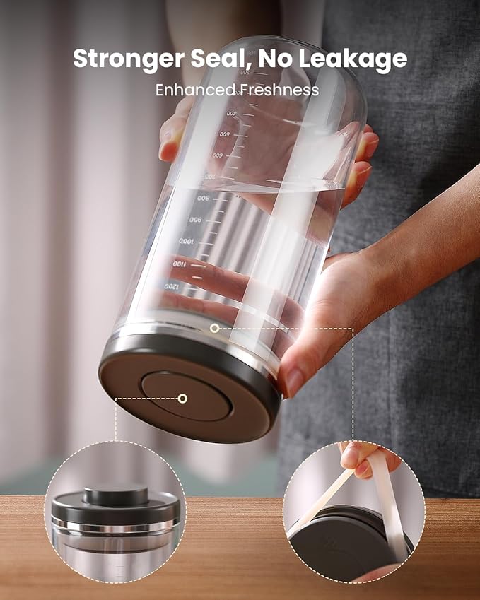 Coffee Canister with Airtight Lid, One-Press Button Borosilicate Glass Coffee Container with PP Silicone Lid, Food Storage Container for Grounds Coffee, 1lb Beans, Flour, Cereal, Sugar-NeatNest