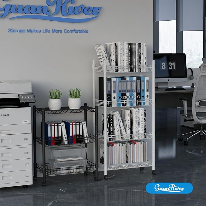 4 Tier Wire Shelving Wire Basket Shelf Storage Cart Adjustable Metal Shelf 2 Bottoms for Choose(Castor or Leveling Feet) for Office,Kitchen,Bedroom,Silver(23.23" L x 13.11" W x 49.21" H)