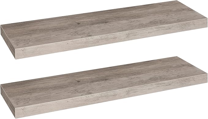 HOOBRO Floating Shelves for Wall, Wall Mounted Shelf Set of 2, 31.5" Hanging Shelf with Invisible Brackets, for Wall in Bathroom, Bedroom, Toilet, Kitchen, Living Room, Office, Greige BG80BJP201-NeatNest