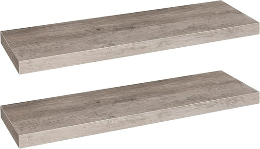 HOOBRO Floating Shelves for Wall, Wall Mounted Shelf Set of 2, 31.5" Hanging Shelf with Invisible Brackets, for Wall in Bathroom, Bedroom, Toilet, Kitchen, Living Room, Office, Greige BG80BJP201-NeatNest