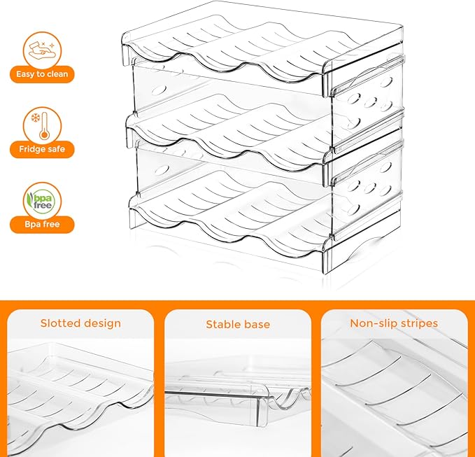BoxedHome Plastic Water Bottle Organizer and Wine Rack Storage Holder for Inside Cabinet, Kitchen Countertop, Table Top, Pantry, Bars, Cabinets, Fridge - Clear (3 Tier 9 Containers)-NeatNest