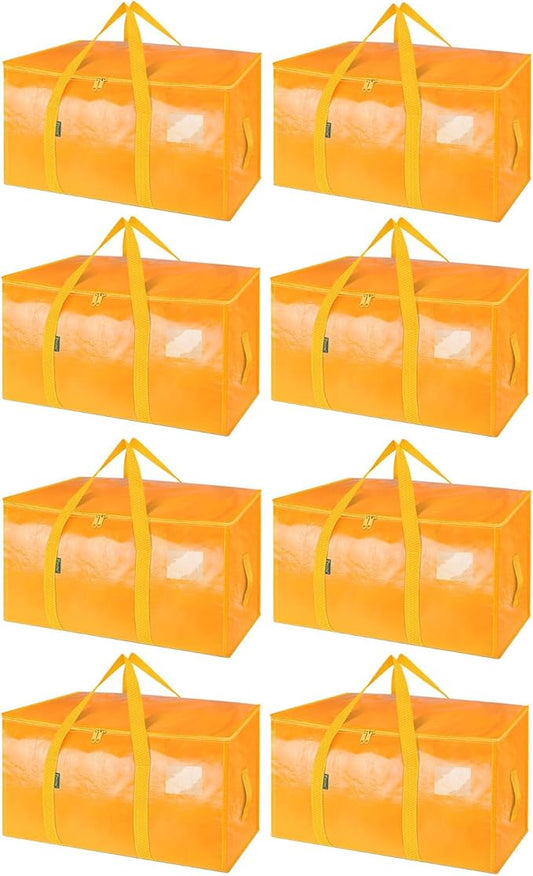 BALEINE 8-Pack Oversized Moving Bags with Reinforced Handles, Heavy-Duty Storage Tote for Clothes, Moving Supplies (Light Yellow, 8-Pack)-NeatNest