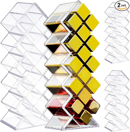 2 Pack Acrylic Lipstick Holder Organizer 32 Slots Clear Lip Gloss Holder Organizers Stackable Fish Shape Lipsticks Tower Lipstick Case Display Stand Storage Box for Makeup Cosmetic Vanity drawer-NeatNest