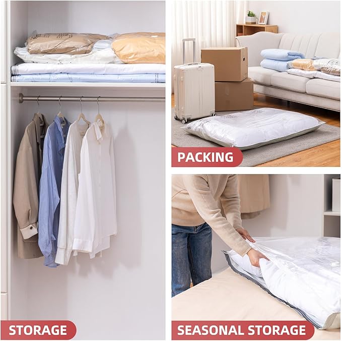 TAILI 4 Pack Vacuum Storage Bags for Comforter and Blankets, XXL Jumbo Vacuum Seal Bags for Bedding (47x39 Inch), Huge Space for Toy, Bedding, Pillows, Save More Closet Space-NeatNest