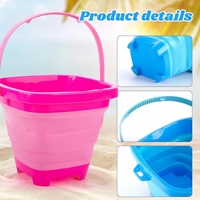 Shindel Collapsible Bucket for Kids, Foldable Pail Bucket for Beach Toys, Summer Toys, Camping Gear, Beach Party, Fishing, and Fun Summer Activities-NeatNest