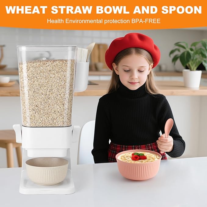 Cereal Dispenser Countertop 2 Pack with Bowls Spoons Cutlery Box,5.5 QT Dry Food Dispenser Snack Organizer Containers Storage with Lids for Pantry Kitchen Organization Oatmeal Nut Granola Candy-NeatNest