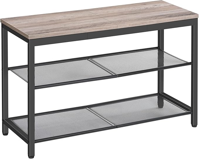 HOOBRO Shoe Bench, 3-Tier Shoe Rack, Industrial Shoe Organizer Storage Bench, 29.5 inches Entry Bench with Mesh Shelves, for Entryway, Living Room, Hallway, Easy Assembly, Greige BG75HX01-NeatNest
