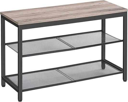HOOBRO Shoe Bench, 3-Tier Shoe Rack, Industrial Shoe Organizer Storage Bench, 29.5 inches Entry Bench with Mesh Shelves, for Entryway, Living Room, Hallway, Easy Assembly, Greige BG75HX01-NeatNest