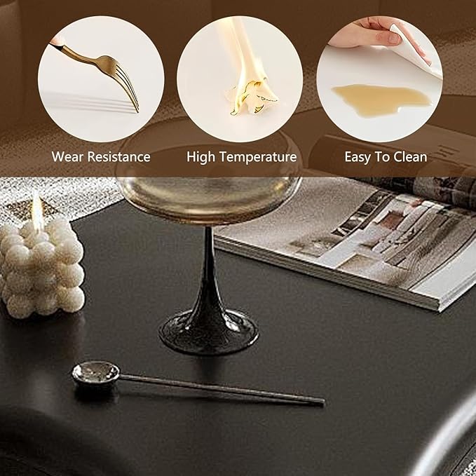 Cloud-Shape Cute Coffee Table Black Irregular Coffee Table with 3 Short Legs Modern Live Round Edge Coffee Table for Living Room Bedroom Easy Assembly,Cloud b Black 47.2"-NeatNest