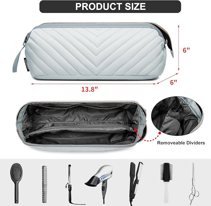 Hair Tools Travel Bag for Shark Flexstyle Dyson, Quilted Hair Tool Organizer Bag, Gift for Women Hair Accessories Tools Storage Bag, Travel Hairdryer Portable Bag for Women, Grey-NeatNest