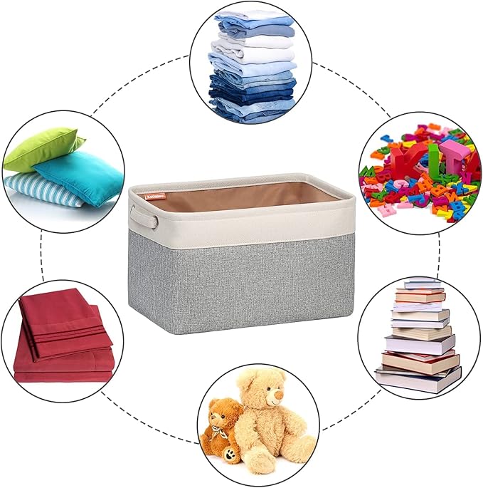 Kntiwiwo Foldable Storage Bins 15" x 10" x 9.5" Fabric Storage Basket Cube with Handles Large Linen Closet Organizer Bins for Organizing Shelf Home,Set of 3, Set of 3, Grey