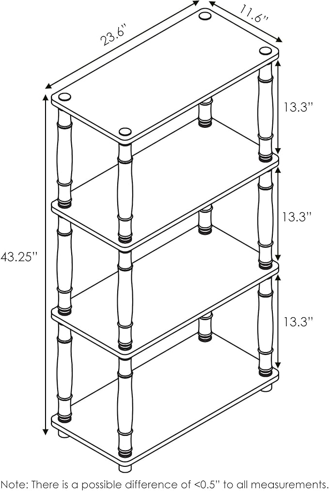 Furinno Turn-N-Tube 4-Tier Multipurpose Shelf Display Rack, Classic Tubes, Espresso/Black-NeatNest