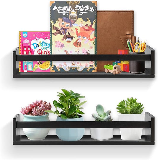 Gneric Floating Shelves for Wall, Black Nursery Book Shelves, 23.6 inch Kids Bookshelf, Wall Shelves for Living Room Bedroom Decor,Kitchen Spice Rack,Bathroom Storage Rack-NeatNest