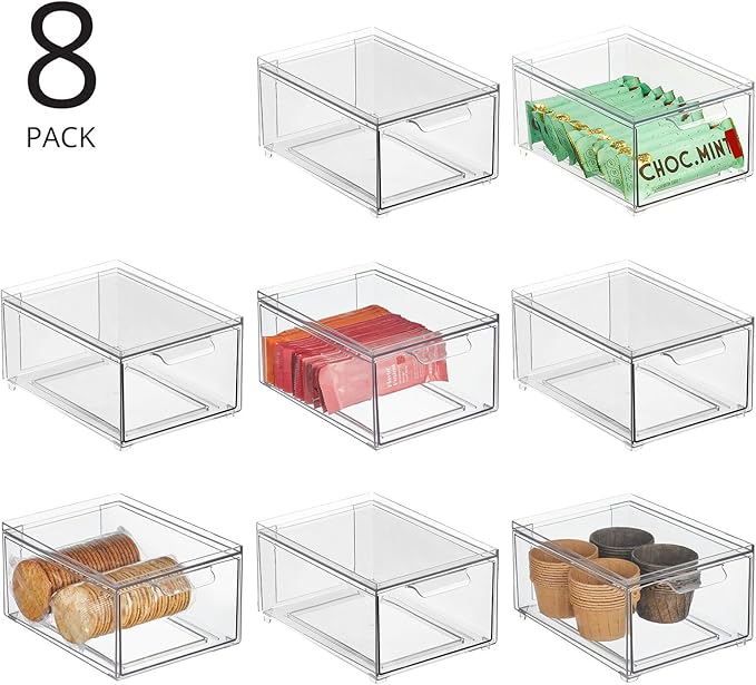 Clarity Pantry Stacking Drawer 8 x 6 x 4 M8 (Pack of 8) - Clear-NeatNest