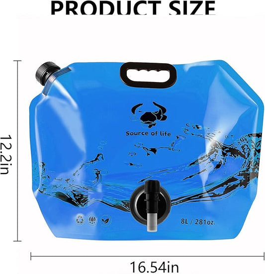 Collapsible 8L Water Storage Bag, BPA-Free Portable Folding Water Jug with Adjustable Faucet, Leakproof Emergency Water Bag for Camping, Hiking, Riding, Outdoor Sport (Blue, 4)-NeatNest