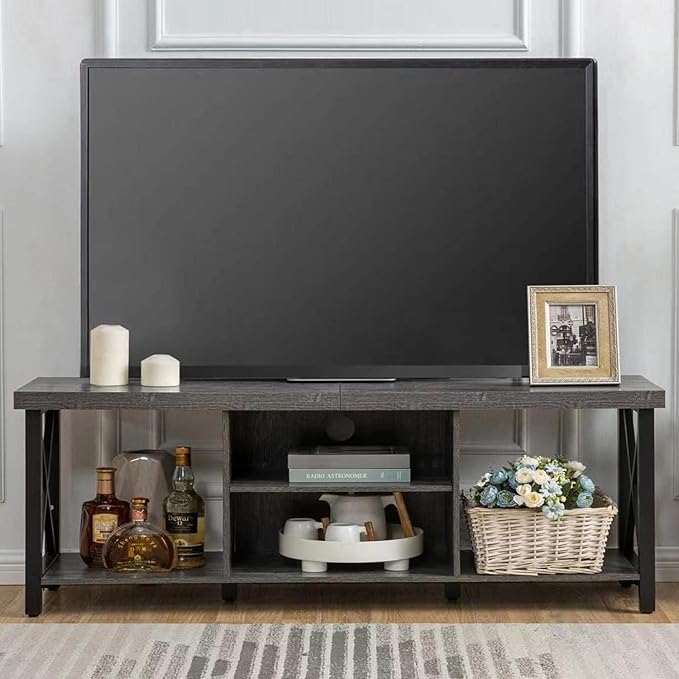 GAZHOME TV Stand for TV up to 65 Inches, TV Cabinet with Open Storage, TV Console Unit with Shelving for Living Room, Entertainment Room, Gray-NeatNest